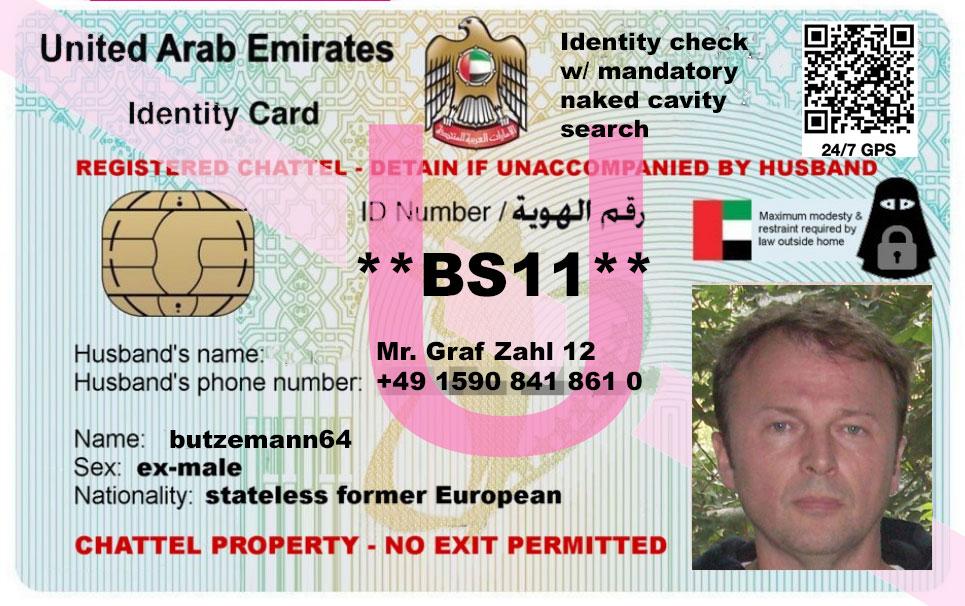 ID Card Unattended muslim sissy mit Balken